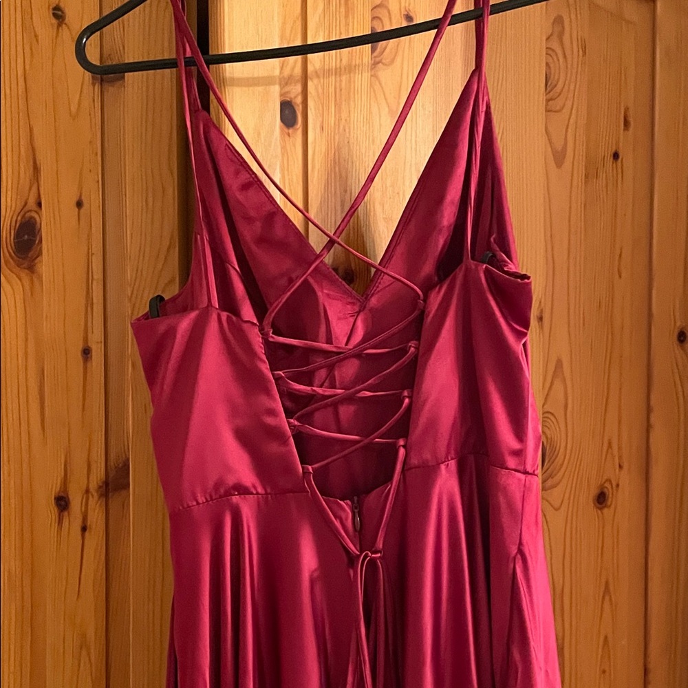 Unk Red Satin Prom Dress